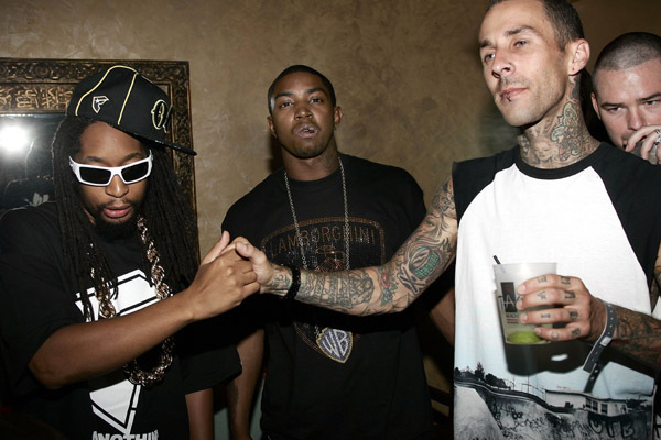 Lil' Scappy with Travis Barker in a Famous Stars and Straps Party.